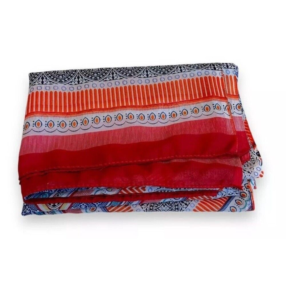 Red & Blue Paisley Rectangular Scarf 44.5" X 64" Women Blanket Scarve